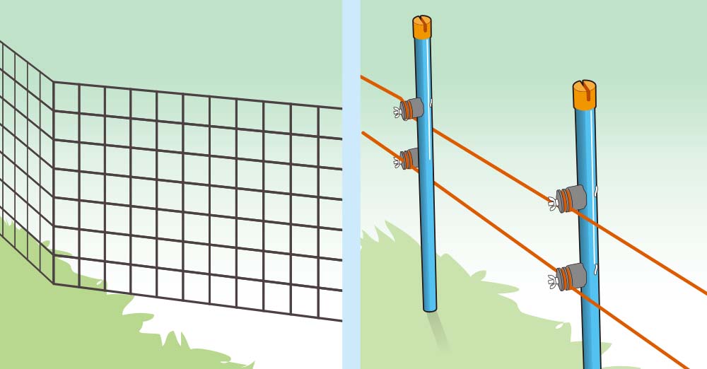 ワイヤーメッシュと電気柵