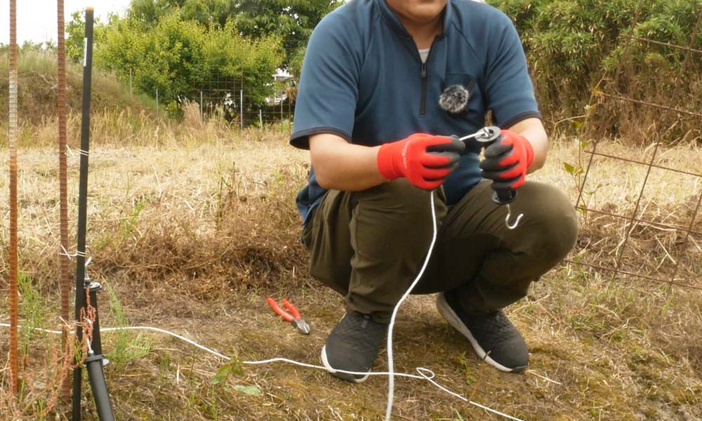 入口のヨリ線の設置